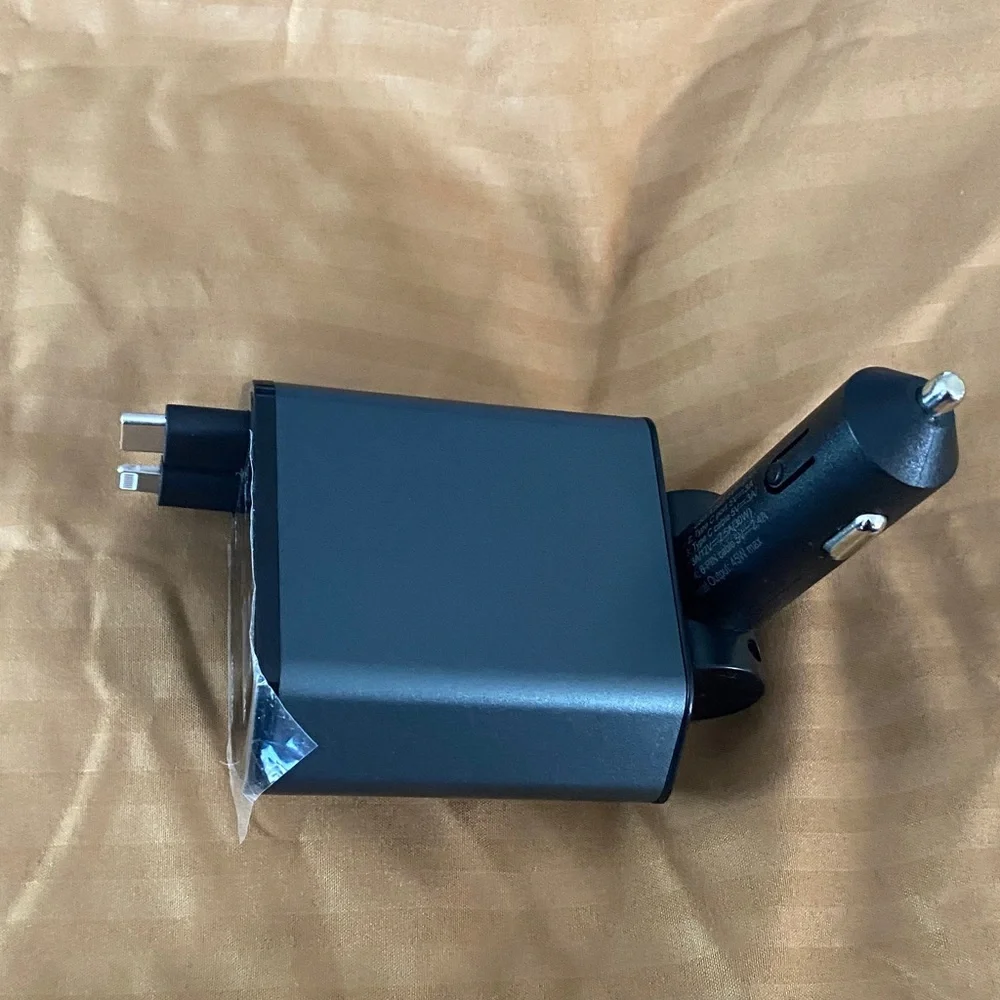 High-Speed Black USB Car Charger with Type-C Port
